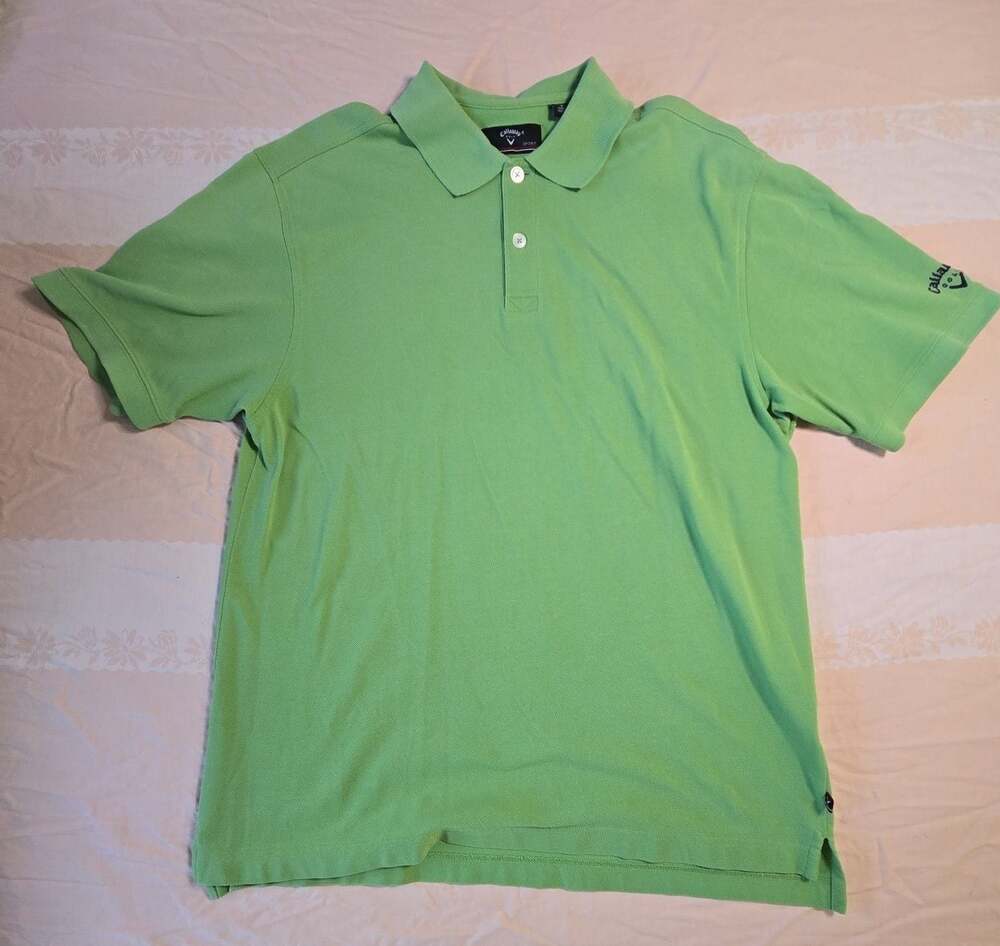Callaway Golf Sport Men's Short Sleeve Solid Lime Green Polo Shirt